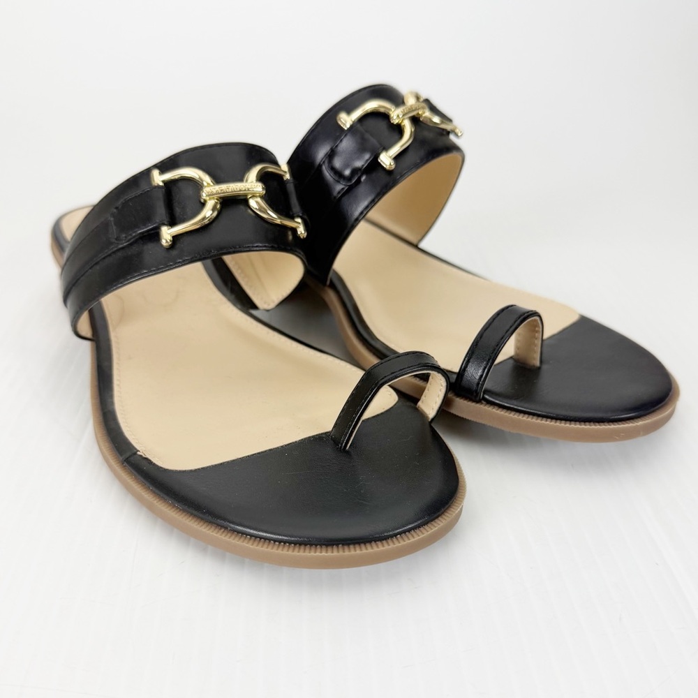 Liz Claiborne LC Argent Black Gold Slip On Sandals Shoes